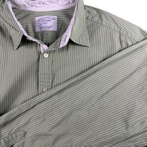 Roundtree & Yorke Casuals‎ Shirt Men's XLT - TALL Button Down Green White Stripe